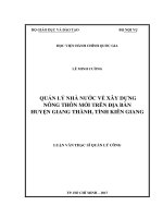 Quản lý nhà nước về xây dựng nông thôn mới trên địa bàn huyện Giang Thành, tỉnh Kiên Giang (LV thạc sĩ)