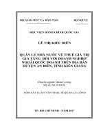Quản lý nhà nước về thuế giá trị gia tăng đối với doanh nghiệp ngoài quốc doanh trên địa bàn huyện An Biên, tỉnh Kiên Giang (tt)