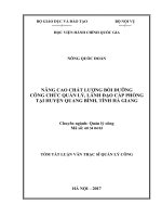 Nâng cao chất lượng bồi dưỡng công chức quản lý, lãnh đạo cấp phòng tại huyện Quang Bình, tỉnh Hà Giang (tt)