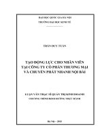 DSpace at VNU: Tạo động lực cho nhân viên tại Công ty cổ phần thương mại và chuyển phát nhanh Nội Bài