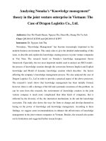 DSpace at VNU: Analysing Nonaka's “Knowledge management” theory in the joint venture enterprise in Vietnam: The Case of Dragon Logistics Co., Ltd.
