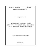 Nâng cao chất lượng bồi dưỡng công chức quản lý, lãnh đạo cấp phòng tại huyện Quang Bình, tỉnh Hà Giang (LV thạc sĩ)