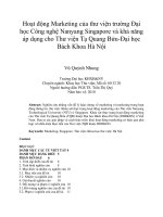 DSpace at VNU: Hoạt động Marketing của thƣ viện trƣờng Đại học Công nghệ Nanyang Singapore và khả năng áp dụng cho Thư viện Tạ Quang Bửu-Đại học Bách Khoa Hà Nội