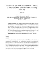 DSpace at VNU: Nghiên cứu quy trình phân tích COD liên tục và ứng dụng đánh giá ô nhiễm hữu cơ trong nước mặt