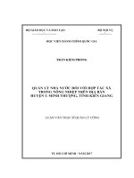 Quản lý nhà nước đối với hợp tác xã trong nông nghiệp trên địa bàn huyện U Minh Thượng, tỉnh Kiên Giang (LV thạc sĩ)