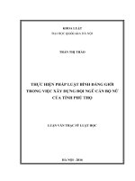 DSpace at VNU: Thực hiện pháp luật bình đẳng giới trong việc xây dựng đội ngũ cán bộ nữ của tỉnh Phú Thọ.