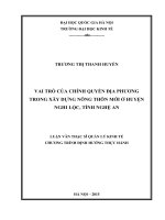 DSpace at VNU: VAI TRÒ CỦA CHÍNH QUYỀN ĐỊA PHƯƠNG TRONG XÂY DỰNG NÔNG THÔN MỚI Ở HUYỆN NGHI LỘC, TỈNH NGHỆ AN