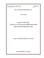 Quản lý nhà nước về trật tự an toàn giao thông đường bộ trên địa bàn tỉnh Kiên Giang (LV thạc sĩ)