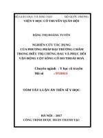 Nghiên cứu tác dụng của phương pháp Đại trường châm trong điều trị chứng đau và phục hồi vận động cột sống cổ do thoái hoá (tt)