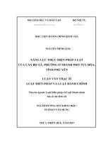 NĂNG LỰC THỰC HIỆN PHÁP LUẬT CỦA CÁN BỘ XÃ, PHƯỜNG Ở THÀNH PHỐ TUY HÒA, TỈNH PHÚ YÊN (LV thạc sĩ)