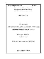 Xã hội hóa công tác đăng kiểm xe cơ giới đường bộ trên địa bàn tỉnh Bình Thuận (tt)