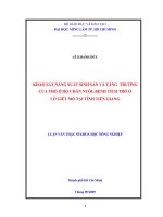 KHẢO SÁT NĂNG SUẤT SINH SẢN VÀ TĂNG TRƯỞNG CỦA THỎ Ở HỘ CHĂN NUÔI, BỆNH TÍCH THỎ Ở LÒ GIẾT MỔ TẠI TỈNH TIỀN GIANG LUẬN VĂN THẠC SĨ KHOA HỌC NÔNG NGHIỆP