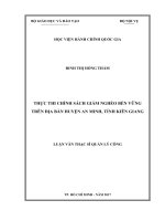 Thực thi chính sách giảm nghèo bền vững trên địa bàn huyện An Minh, tỉnh Kiên Giang (LV thạc sĩ)