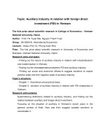Topic Auxiliary industry in relation with foreign direct investment (FDI) in Vietnam