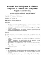DSpace at VNU: Financial Risk Management in Securities companies in Vietnam (case study of the Saigon Securities Inc.)