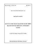 Quản lý thu ngân sách nhà nước trên địa bàn huyện Hòn Đất, tỉnh Kiên Giang (LV thạc sĩ)