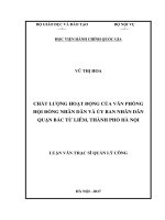 Chất lượng hoạt động của văn phòng hội đồng nhân dân quận Bắc Từ Liêm thành phố Hà Nội (LV thạc sĩ)