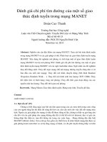 DSpace at VNU: Đánh giá chi phí tìm đường của một số giao thức định tuyến trong mạng MANET