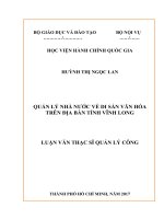 Quản lý nhà nước về di sản văn hóa trên địa bàn tỉnh Vĩnh Long (LV thạc sĩ)