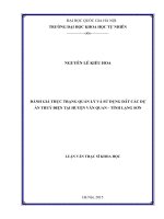 DSpace at VNU: Đánh giá thực trạng quản lý và sử dụng đất các dự án thủy điệntại huyện Văn Quan - tỉnh Lạng Sơn