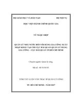 Quản lý nhà nước đối với hàng gia công xuất nhập khẩu tại Chi cục Hải quan quản lý hàng gia công  Cục Hải quan Tp.HCM (tt)