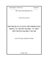 Thể chế quản lý giảng viên thỉnh giảng trong các trường đại học  từ thực tiễn trường Đại học Y Hà Nội (LV thạc sĩ)