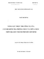 Năng lực thực thi công vụ của cán bộ kiểm tra phòng cháy và chữa cháy trên địa bàn Tp.HCM (LV thạc sĩ)