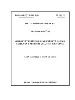 Giải quyết khiếu nại hành chính về đất đai tại huyện U Minh Thượng, tỉnh Kiên Giang (LV thạc sĩ)