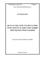 Quản lý nhà nước về chất lượng nước thải ở các khu công nghiệp trên địa bàn tỉnh Nam Định (LV thạc sĩ)