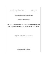 Quản lý nhà nước về trật tự xây dựng đô thị tại Tp. Tây Ninh, tỉnh Tây Ninh (LV thạc sĩ)