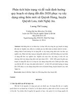 DSpace at VNU: Phân tích hiện trạng và đề xuất định hướng quy hoạch sử dụng đất đến 2020 phục vụ xây dựng nông thôn mới xã Quỳnh Hưng, huyện Quỳnh Lưu, tỉnh Nghệ An.
