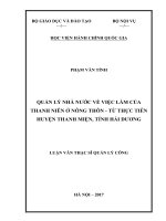 Quản lý Nhà nước về việc làm của thanh niên ở nông thôn  Từ thực tiễn huyện Thanh Miện, tỉnh Hải Dương (LV thạc sĩ)
