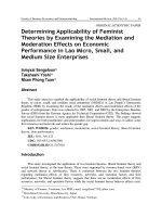DSpace at VNU: Determining Applicability of Feminist Theories by Examining the Mediation and Moderation Effects on Economic Performance in Lao Micro, Small, and Medium Size