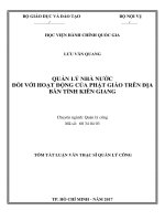 Quản lý nhà nước đối với hoạt động của Phật giáo trên địa bàn tỉnh Kiên Giang (tt)