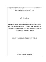 Chính sách tạo động lực làm việc cho viên chức đơn vị sự nghiệp nghiên cứu khoa học trực thuộc Viện hàn lâm khoa học và công nghệ Việt Nam tại vùng duyên hải miền trung (LV thạc sĩ)