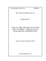 Năng lực thực thi công vụ của công chức văn phòngthống kê cấp xã huyện Hòn Đất, tỉnh Kiên Giang (LV thạc sĩ)