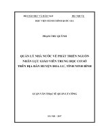 Quản lý nhà nước về phát triển nguồn nhân lực giáo viên trung học cơ sở trên địa bàn huyện Hoa Lư tỉnh Ninh Bình (LV thạc sĩ)
