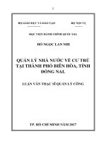 Quản lý nhà nước về cư trú tại Tp. Biên Hòa, tỉnh Đồng Nai (tt)