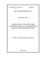 Văn hóa ứng xử của công chức tại bộ phận một cửa Ủy ban nhân dân quận Tây Hồ, thành phố Hà Nội (LV thạc sĩ)