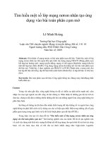 DSpace at VNU: Tìm hiểu một số lớp mạng nơron nhân tạo ứng dụng vào bài toán phân cụm mờ