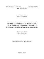 Nghiên cứu một số yếu tố nguy cơ, chỉ số kháng insulin và kết quả can thiệp người tiền đái tháo đường (tt) 