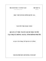 Quản lý thu ngân sách nhà nước tại thị xã Đồng Xoài, tỉnh Bình Phước (LV thạc sĩ)
