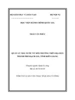 Quản lý nhà nước về môi trường trên địa bàn Tp. Rạch Giá, tỉnh Kiên Giang (tt)