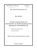 Tổ chức giáo dục pháp luật cho sinh viên các trường đại học quân sự trên địa bàn thành phố Hà Nội (tt)
