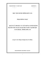 Quản lý chi đầu tư xây dựng cơ bản bằng nguồn vốn ngân sách nhà nước tại huyện Cần Giuộc, tỉnh Long An (LV thạc sĩ)