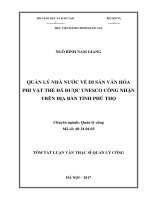 Quảnh lý nhà nước về di sản văn hóa phi vật thể đã được UNESCO công nhận trên địa bàn tỉnh Phú Thọ (tt)