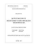 Quản lý nhà nước về doanh nghiệp văn hóa trên địa bàn thành phố Hà Nội (tt)
