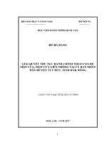 Giải quyết thủ tục hành chính theo cơ chế một cửa, một cửa liên thông tại UBND huyện Tuy Đức, tỉnh Đăk Nông (LV thạc sĩ)