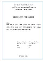 Thu nhập của viên chức và chất lượng cung ứng dịch vụ y tế tại bệnh viên nhân dân Gia định giai đoạn 2010  2015 (Khóa luận tốt nghiệp)