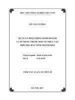 Quản lý hoạt động kinh doanh và sử dụng thuốc bảo vệ thực vật trên địa bàn tỉnh Thanh Hóa (tt)